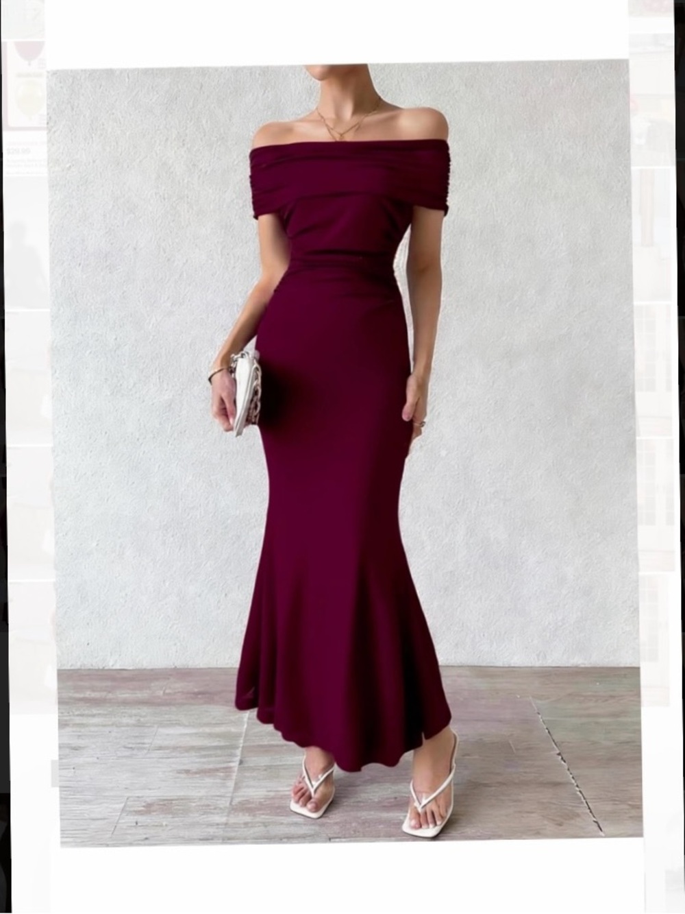 New Women Medium Off The Shoulder Burgundy  Formal Dress